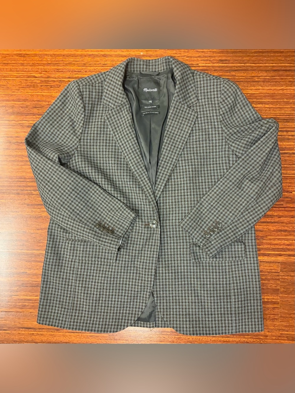 Madewell Women's Italian Fabric Houndstooth Larsen Blazer XL